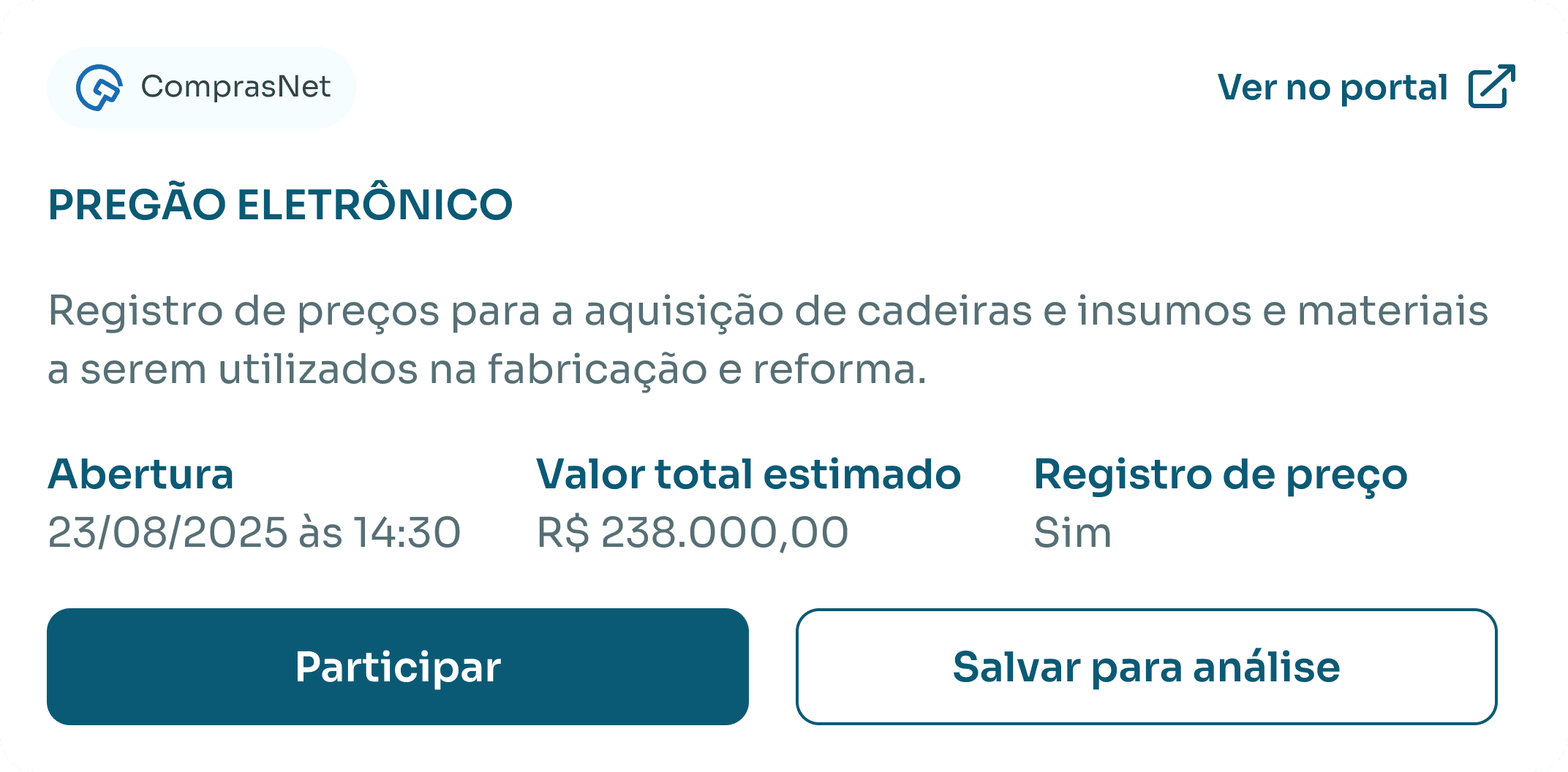 Exemplo de resultado de pesquisa