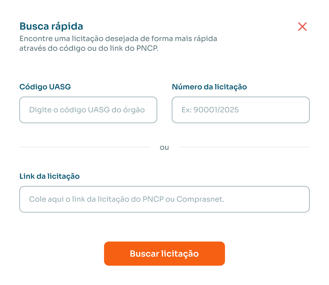 Menu de filtros (busca rápida)